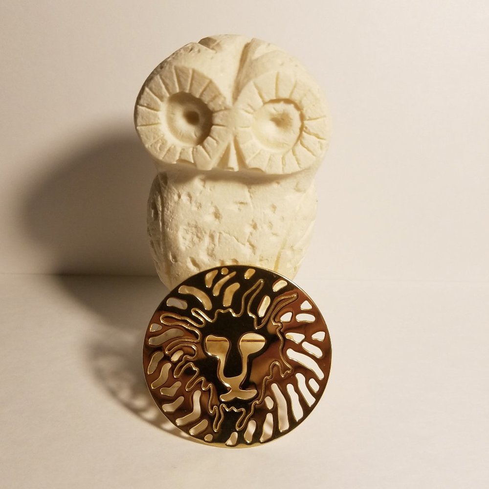 Vintage Anne Klein Gold Tone Lion Head Brooch